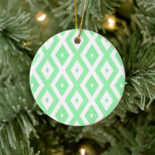 Décoration En Céramique Motif diamant vert et blanc