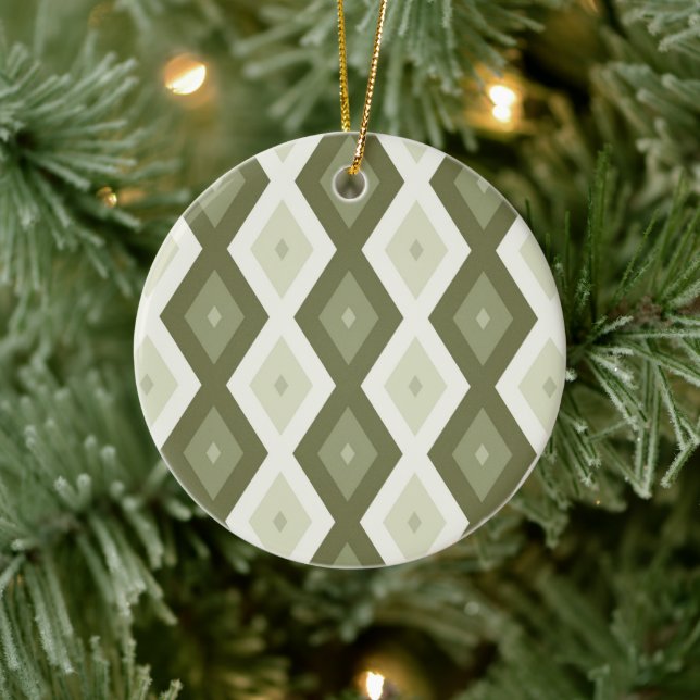 Décoration En Céramique Motif diamant vert olive (Arbre)