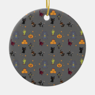 Décoration En Céramique Motif éffrayant d'Halloween avec Chats Noirs, Citr
