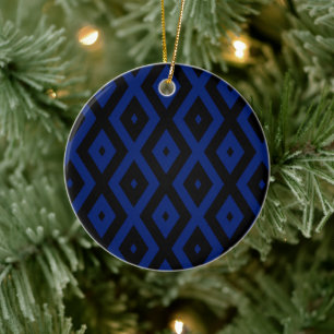 Décoration En Céramique Motif en diamant bleu et noir