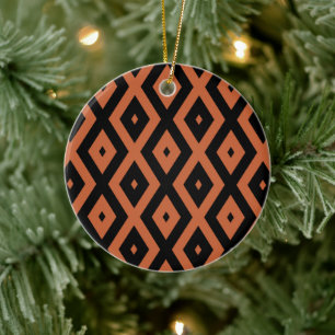 Décoration En Céramique Motif en diamant orange et noir