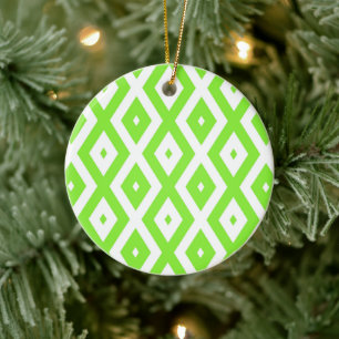 Décoration En Céramique Motif en diamant vert et blanc