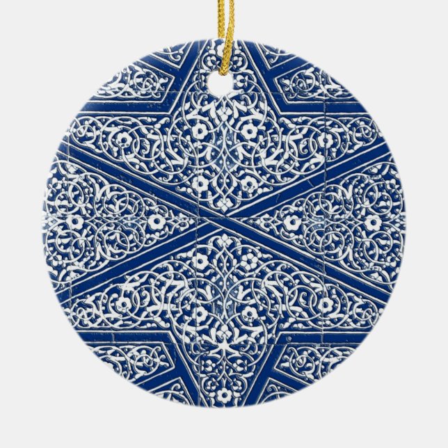 Décoration En Céramique Motif en tuiles persanes - bleu cobalt et blanc (Devant)