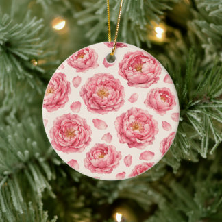 Décoration En Céramique Motif floral de pivoine rose