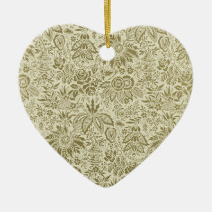 Décoration En Céramique Motif Floral Vert Sage Antique Damas