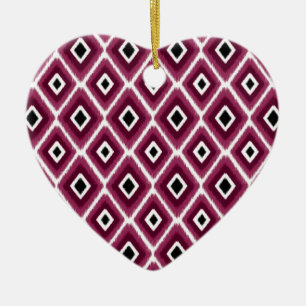 Décoration En Céramique Motif Ikat noir rose chaud élégant