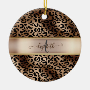 Décoration En Céramique Motif léopard Bronze Noir Monogramme