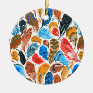 Décoration En Céramique Motif lumineux avec plumes d'oiseaux