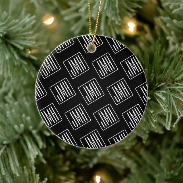 Décoration En Céramique Motif monogramme moderne | Noir & Blanc (Arbre)