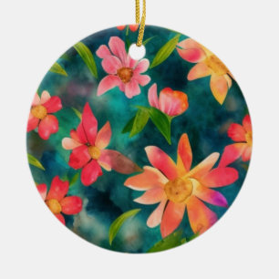 Décoration En Céramique Motif Ornemental à l'aquarelle florale
