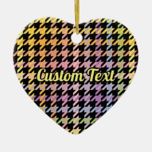 Décoration En Céramique Motif Rainbow Houndstooth