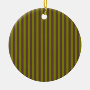 Décoration En Céramique Motif rayé en chocolat brun et vert olive