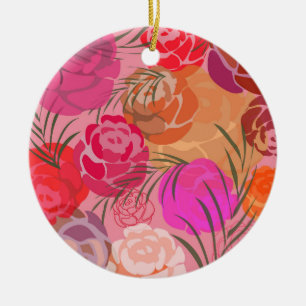 Décoration En Céramique Motif rose avec fleurs et plantes jettent l'oreill