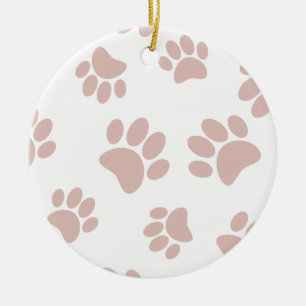 Décoration En Céramique Motif rose Gold Et White Dog Paw