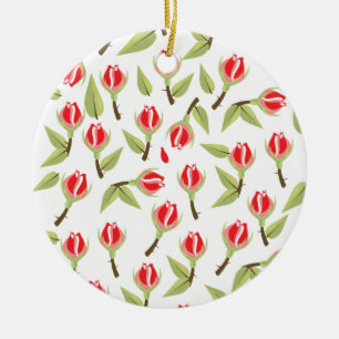 Décoration En Céramique Motif Rose Rouge