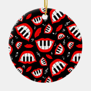 Décoration En Céramique Motif sourire piano sur arrière - plan noir