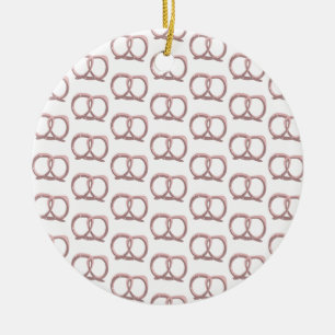 Décoration En Céramique Motif torsadé de bretzel salé rose 