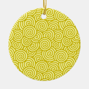 Décoration En Céramique Motif tourbillon japonais - moutarde et jaune clai