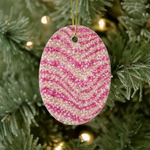 Décoration En Céramique Motif Zèbre Paillettes Rose Féminin