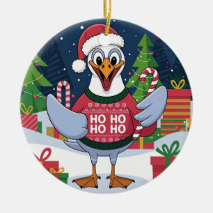 Décoration En Céramique Mouette de Noël drôle de puce - Mouette de Noël