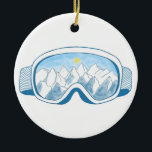Décoration En Céramique Mountain Ski Goggles Illustration<br><div class="desc">Ski Goggles & Mountains Illustration.</div>