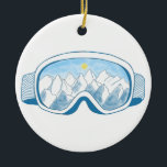 Décoration En Céramique Mountain Ski Goggles Illustration<br><div class="desc">Ski Goggles & Mountains Illustration.</div>