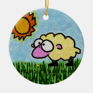 Décoration En Céramique Moutons ensoleillés