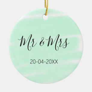 Décoration En Céramique Mr & Mme ajoutent le nom de famille date année cad