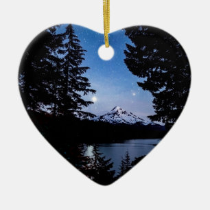 Décoration En Céramique Mt Hood à l'ornement de coeur du lac perdu