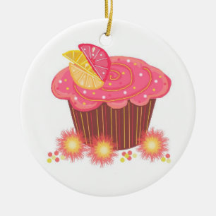 Décoration En Céramique Muffin au pamplemousse rose sucré