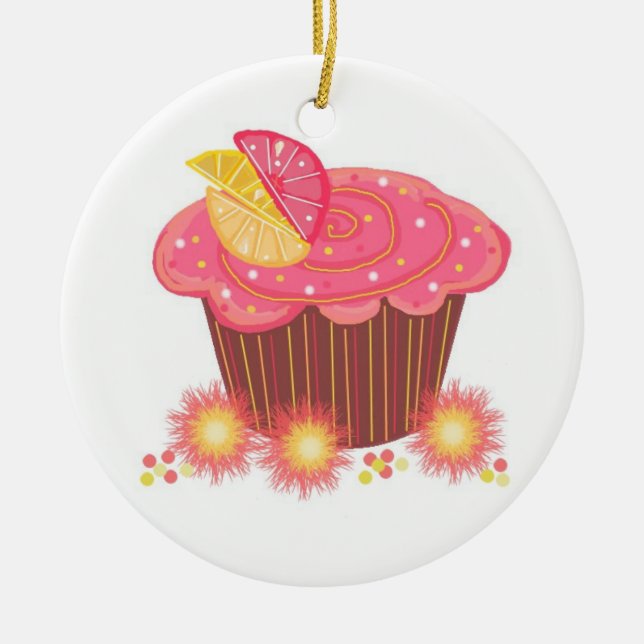 Décoration En Céramique Muffin au pamplemousse rose sucré (Devant)