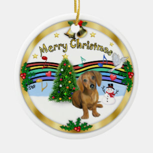 Décoration En Céramique Musique de Noël 1 - MC - Dachshund pup 13