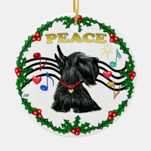 Décoration En Céramique Musique de Noël 1 - Paix - Scottish Terrier #12