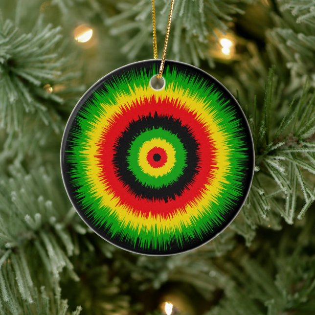 Décoration En Céramique Musique Reggae Rasta Tie-Dye Taureau Œil (Arbre)
