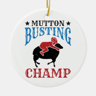 Décoration En Céramique Mutton Busting Champ Cheep Riding