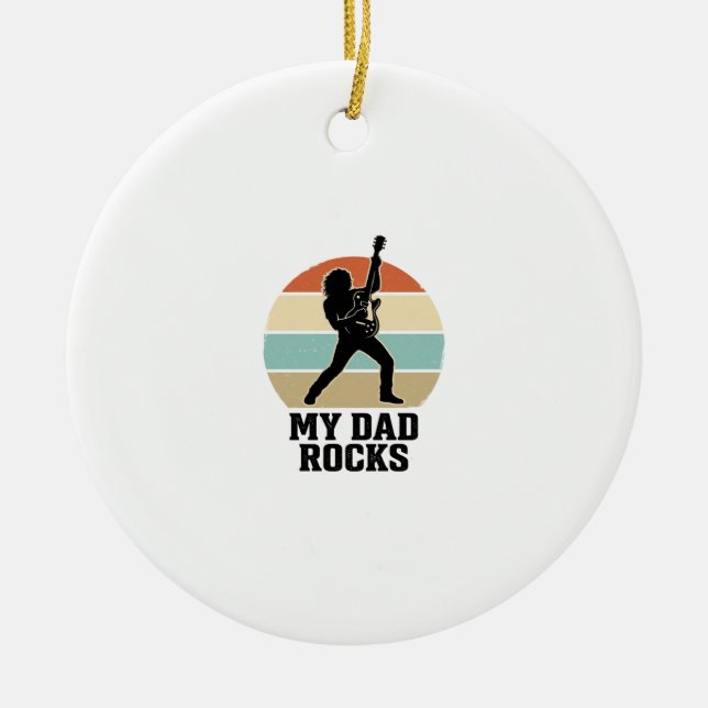 Décoration En Céramique My Dad Rocks Vintage Guitar Sunset Shirt Design_1 (Devant)