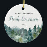Décoration En Céramique My first Christmas rustic mountains baby boy girl<br><div class="desc">For more advanced customization of this design,  simply select the "Customize It" button above!</div>