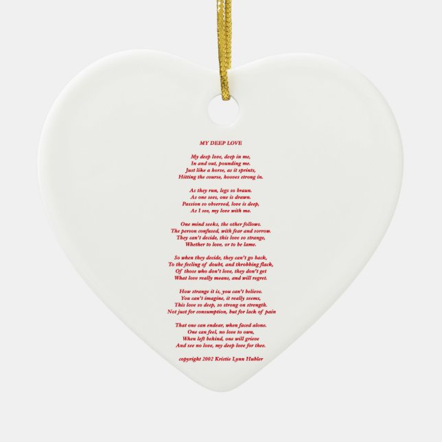 Décoration En Céramique MyDeepLovePoemTextRedOnWhite021411 (Devant)