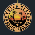 Décoration En Céramique Myrtle Beach South Carolina Retro Sunset Souvenir<br><div class="desc">Ce Myrtle rétro de la Caroline du Sud design Vintage fait un grand cadeau de Noël ou d'anniversaire pour les fans de la plage de Caroline du Sud. Le design rétro des vibes d'été est un cadeau parfait pour les amateurs de voyage et de destinations tropicales.</div>