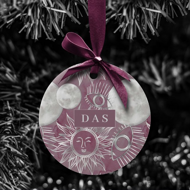 Décoration En Céramique Mystique solaire | Rose Argent Lune Étoiles Soleil (Créateur téléchargé)