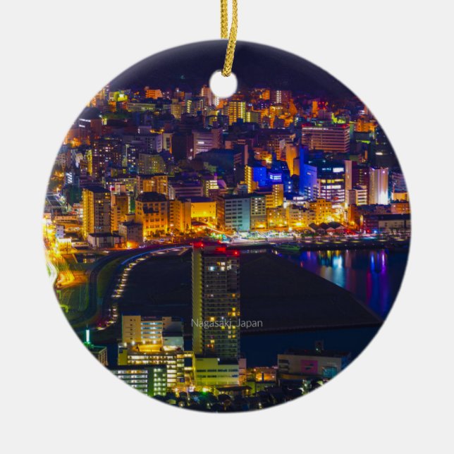 Décoration En Céramique Nagasaki Japon la nuit (Devant)