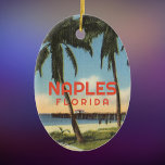 Décoration En Céramique Naples Floride avec quai vintage<br><div class="desc">Naples,  Floride avec une image vintage de la jetée,  des palmiers et de la plage.</div>