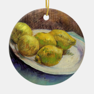 Décoration En Céramique Nature morte Citrons sur une assiette par Vincent