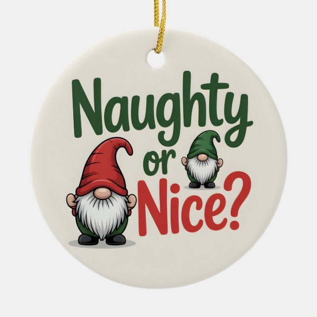 Décoration En Céramique Naughty or Nice Christmas Graphic: Cute Gnomes (Devant)