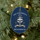 Décoration En Céramique Nautical Boat Beach House Ancre Nom de famille Est<br><div class="desc">Célébrez votre style de vie balnéaire avec notre Ancre Nautical Boat Beach House Nom de famille Est Ceramic Ornament. Cet ornement magnifiquement artisanal présente un design charmant d'ancre, parfait pour le décor de maison de plage et les thèmes nautiques. Personnalisez-le avec votre nom de famille et date établie pour créer...</div>