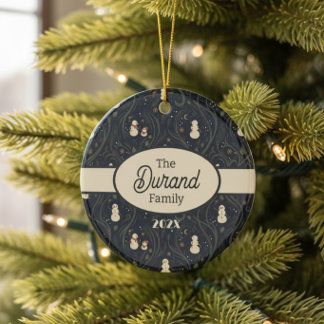 Décoration En Céramique Navy Cottagecore Bonhomme de Neige Hiver Noël