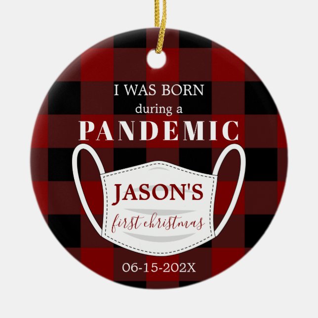 Décoration En Céramique Né en Pandemic Irst Christmas Baby Photo (Devant)