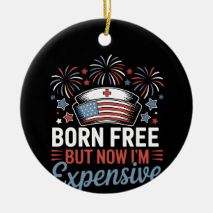 Décoration En Céramique Né libre mais maintenant je suis cher 4 juillet in