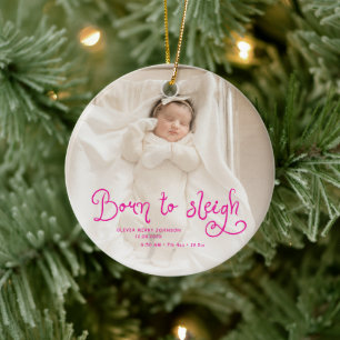 Décoration En Céramique Né pour dévaler bébé photo naissance stats Noël