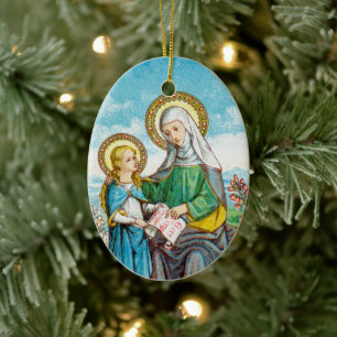 Décoration En Céramique NéoGothique Ste Anne et la jeune Marie (SAU 29)